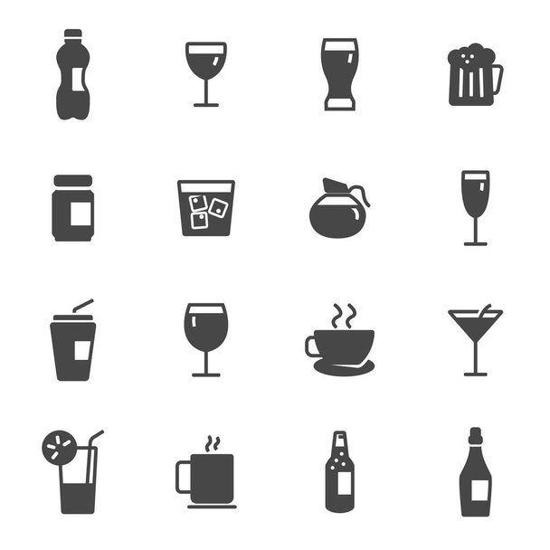 Vector black drinks icons set - Vektor, Bild
