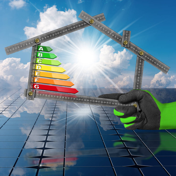 Enerji verimliliği - ev güneş panelleri ile - Fotoğraf, Görsel