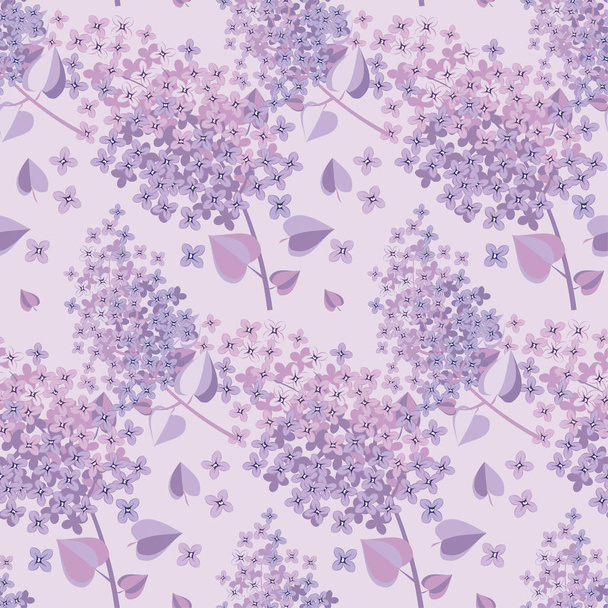 Lilac spring blossom surface design. Floral seamless pattern vec - Вектор,изображение