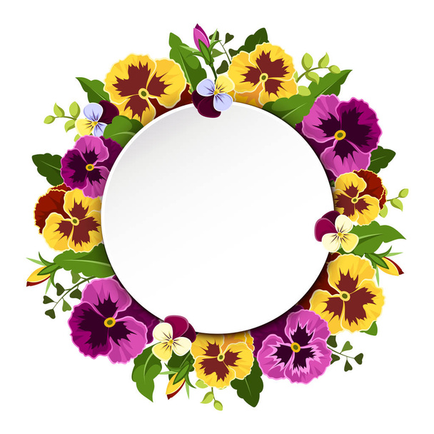 Vector card with pansy flowers. - Vector, afbeelding