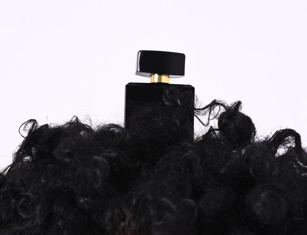Man black fragrance bottle of perfume isolated on white - Fotoğraf, Görsel