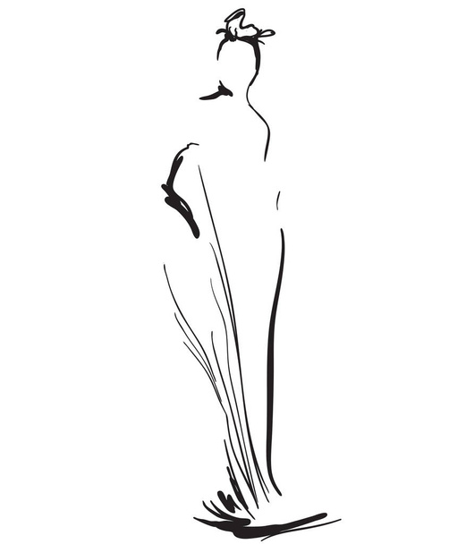 Fashion woman, hand drawing illustration - Vetor, Imagem