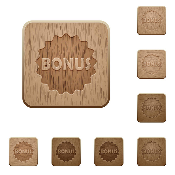 Bonus sticker houten knoppen - Vector, afbeelding