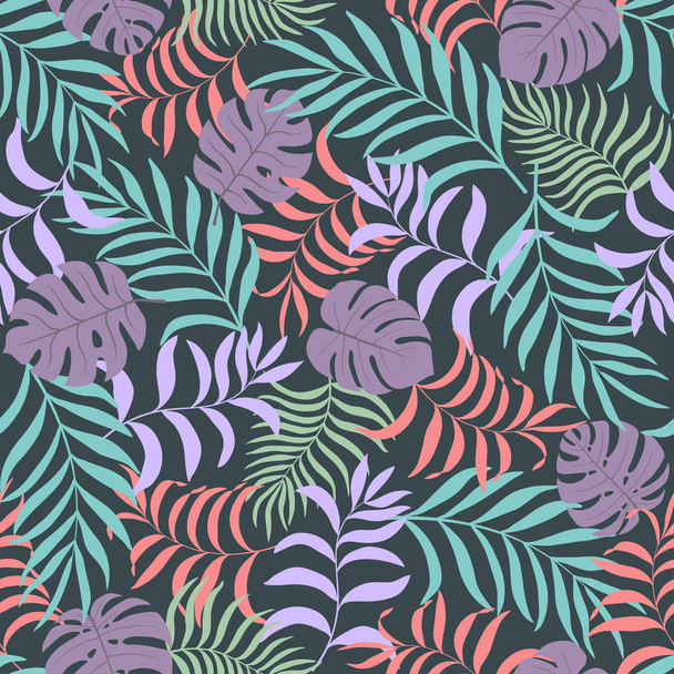 Tropikalne tło z liśćmi palmy - Wektor, obraz