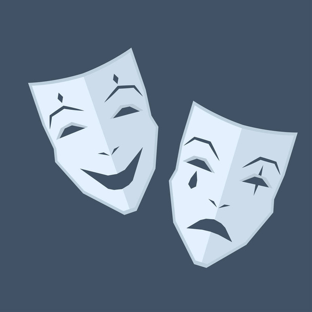 Mardi Gras. Two Masks with Different Emotions - Vector, Imagen