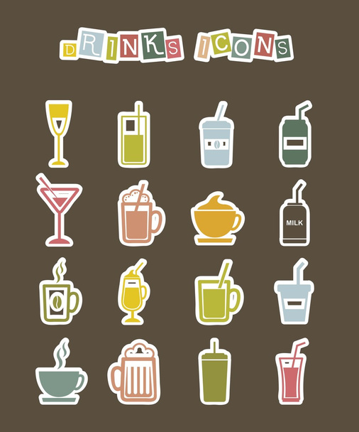 drinks icons - Vector, Image
