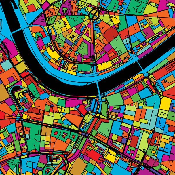 Озил, Германия, Красочная векторная карта на чёрном
 - Вектор,изображение