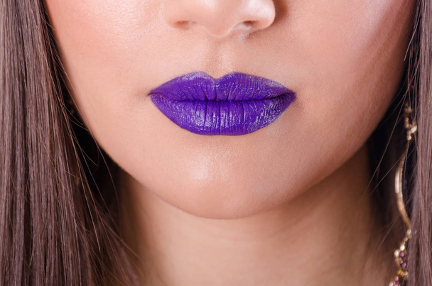 Beautiful painted lips close up - Foto, Imagem