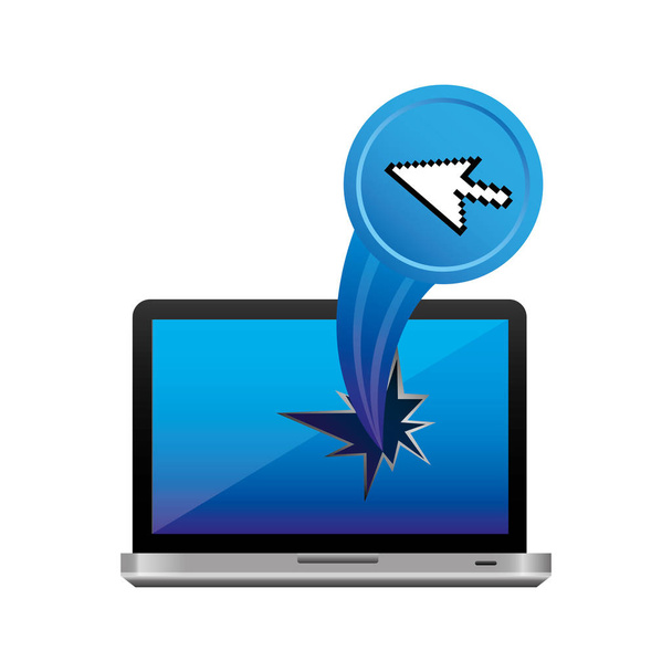 cursor de flecha azul ordenador con icono de agujero
 - Vector, Imagen