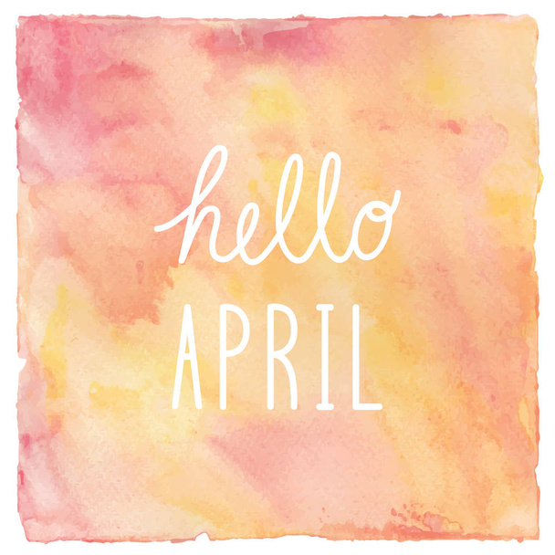 Hello April text on red and yellow watercolor background - Foto, immagini