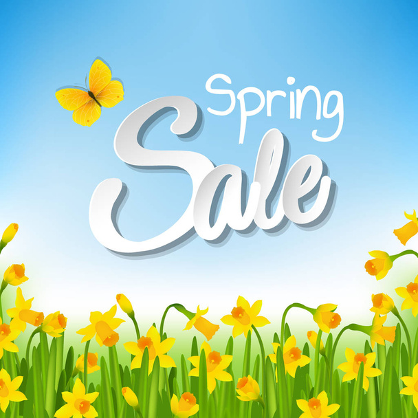 Spring Sale Poster  - Vetor, Imagem