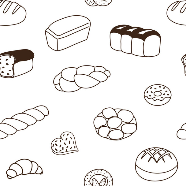 Patrón sin costura de productos de panadería
 - Vector, Imagen