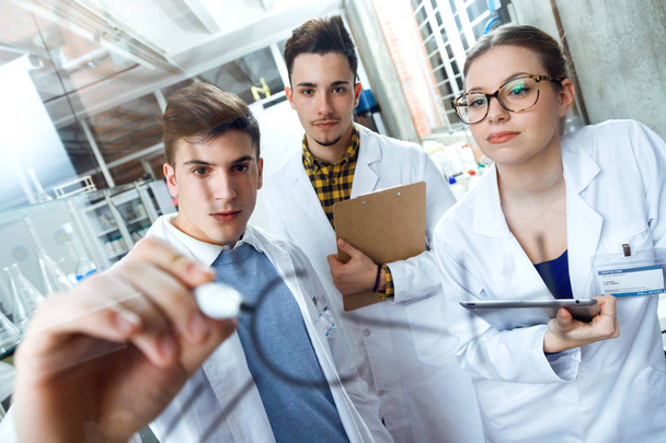 Young scientists carrying out an experiment in a laboratory. - Foto, Bild