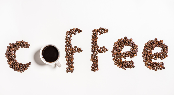 Word koffie van koffie bonen  - Foto, afbeelding