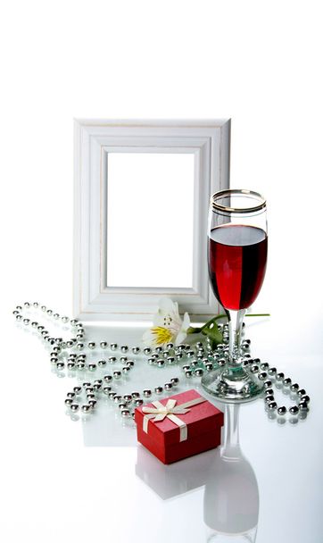 Frame, goblet and orchid - Valokuva, kuva