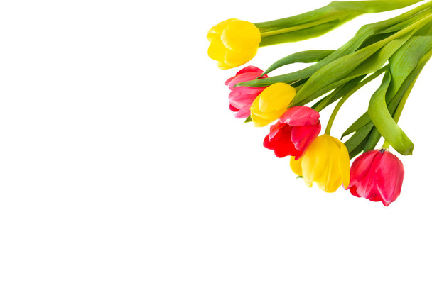 boeket van rode en gele tulpen - Foto, afbeelding