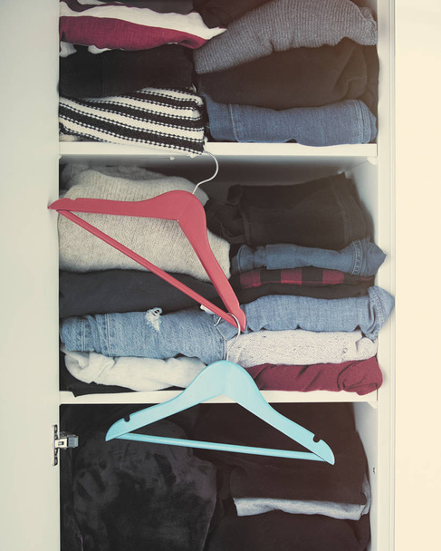 beautiful wardrobe full of clothes - Photo, Image