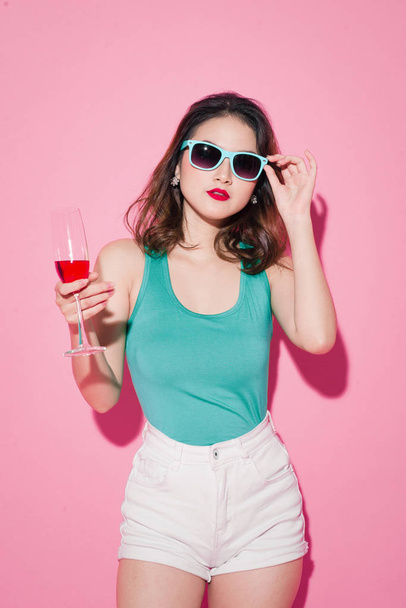 girl holding glass of champagne - Photo, Image