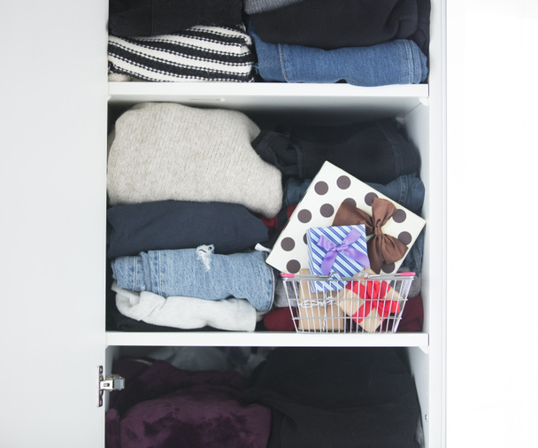 beautiful wardrobe full of clothes - Photo, Image