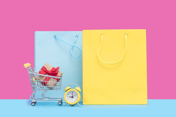 shopping bags and shopping cart - Photo, Image