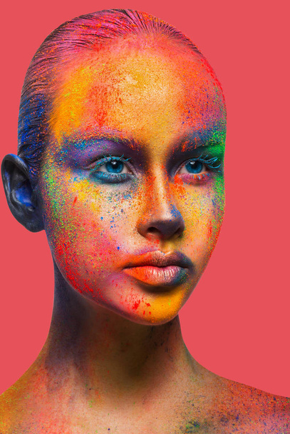 Creatieve kunst van make-up, fashion model close-up portret - Foto, afbeelding