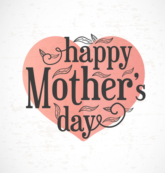 Mother's Day Minimal Greeting Card with Pastel Heart on Light Background - Vector, Image