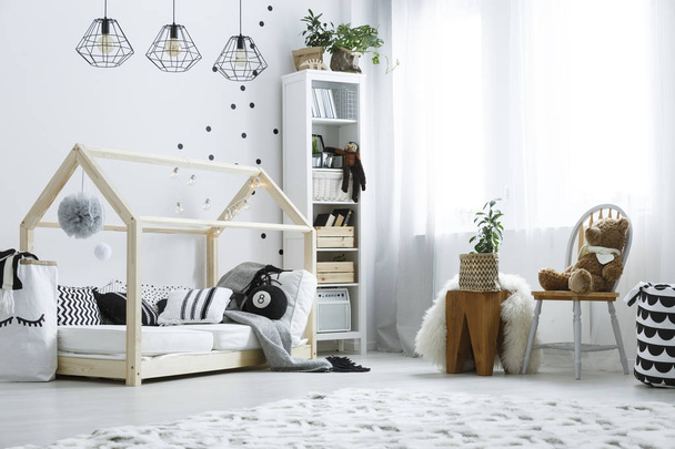 Scandi child bedroom with window - Фото, изображение