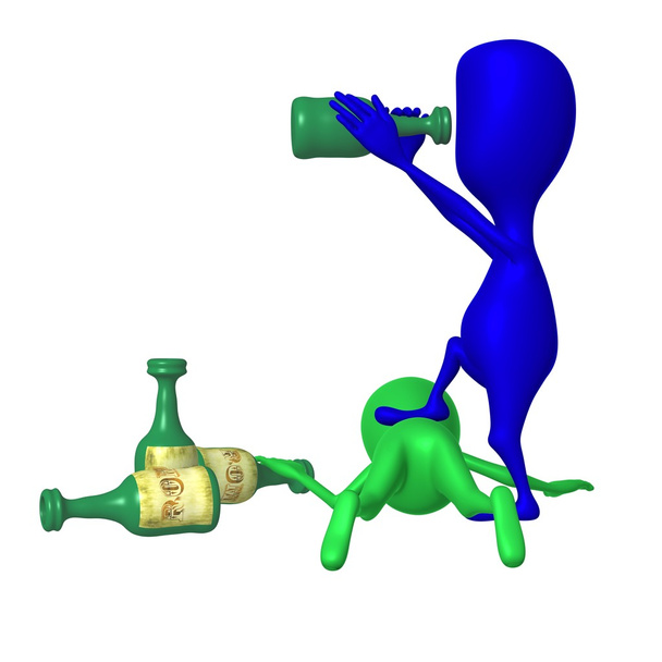 Ver marionete azul fazer diversão sobre bêbado
 - Foto, Imagem
