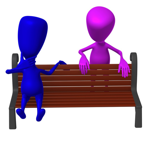 Смотреть, как кукла на скамейке разговаривает с другим
 - Фото, изображение