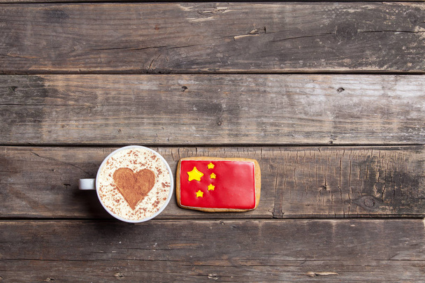 Drapeau de Chine décoré biscuit et café
 - Photo, image
