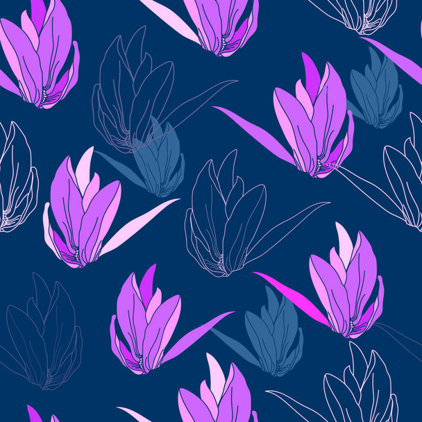 Floral seamless pattern. Vector background with flowers. Hand drawn artwork for textiles, fabrics, souvenirs, packaging and greeting cards. - Вектор,изображение
