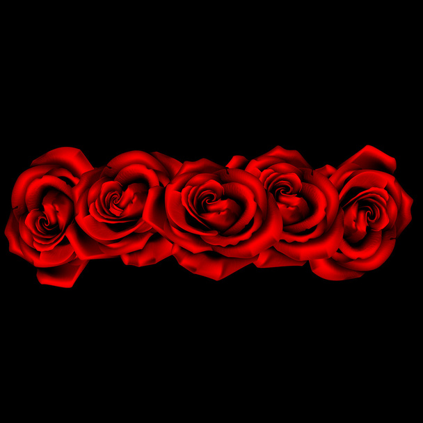 πέντε τριαντάφυλλα στη σειρά - Διάνυσμα, εικόνα