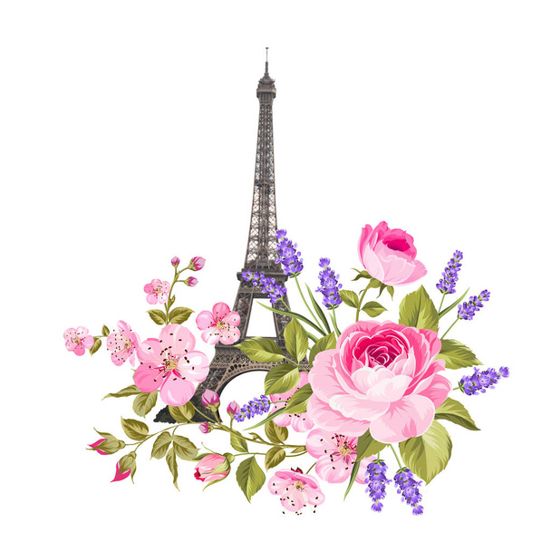 The Eiffel tower card. - Vector, imagen