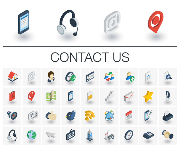Contact us and Communication isometric icons - Vector, Image