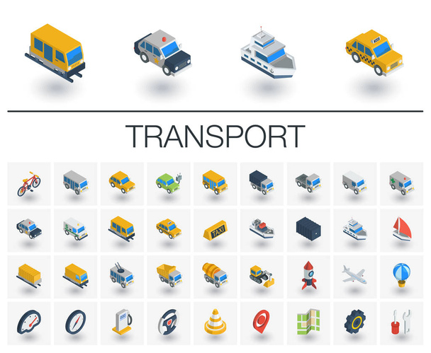 交通機関や交通等尺性のアイコン - ベクター画像