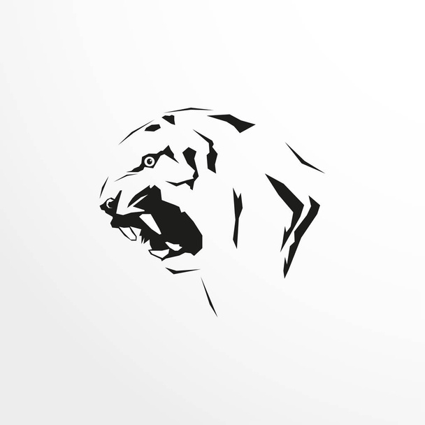 The head of a tiger. Vector illustration. Black and white image. - Διάνυσμα, εικόνα