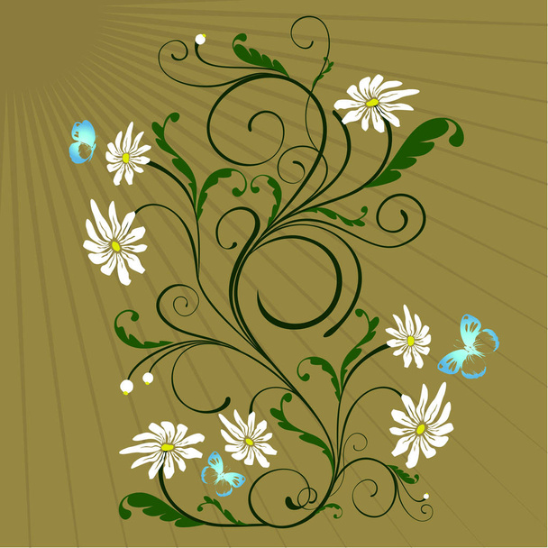 Tisk motýla do květů heřmánku - Vektor, obrázek