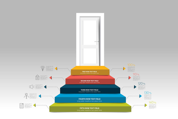 Door and stairs infographic, diagram, scheme, chart, template. - Vector, Image