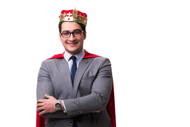 Rei empresário vestindo capa vermelha no branco
 - Foto, Imagem