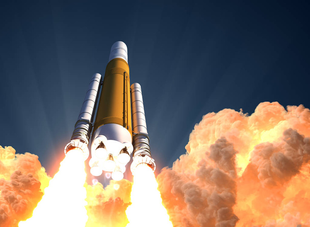 Запуск ракети важкого в хмарах вогню - Фото, зображення