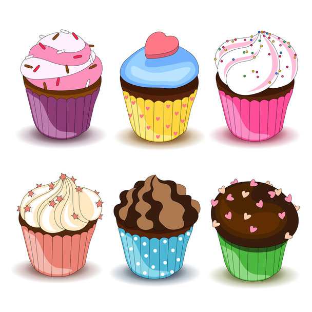 Colorful cupcakes - Vektör, Görsel