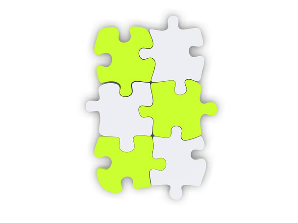 weiße und frische grüne Puzzleteile zusammengesetzt - Foto, Bild