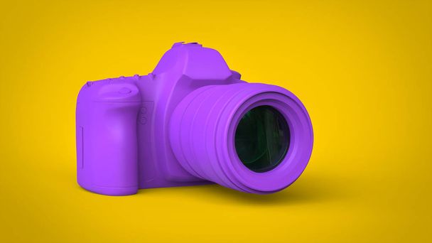 Modern purple photo camera - abstract 3D illustration - Photo, Image
