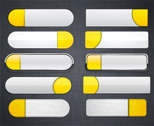 Yellow and white high-detailed modern web buttons. - Vetor, Imagem