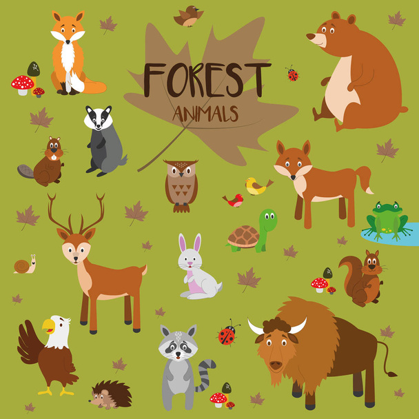 Vector εικονογράφηση σύνολο των ζώων του δάσους. - Διάνυσμα, εικόνα