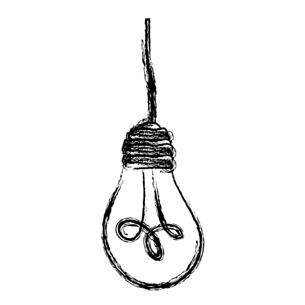 monochrome sketch with pendant light bulb - Vector, Image