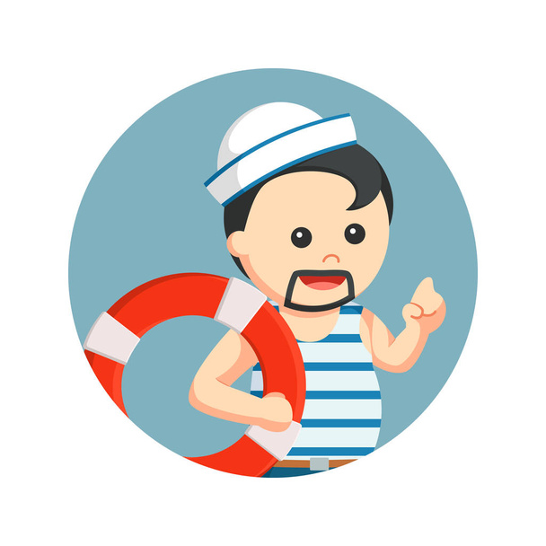 fat sailor with life buoy in circle background - Vector, afbeelding