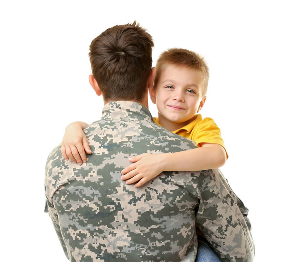 Military father with son  - 写真・画像