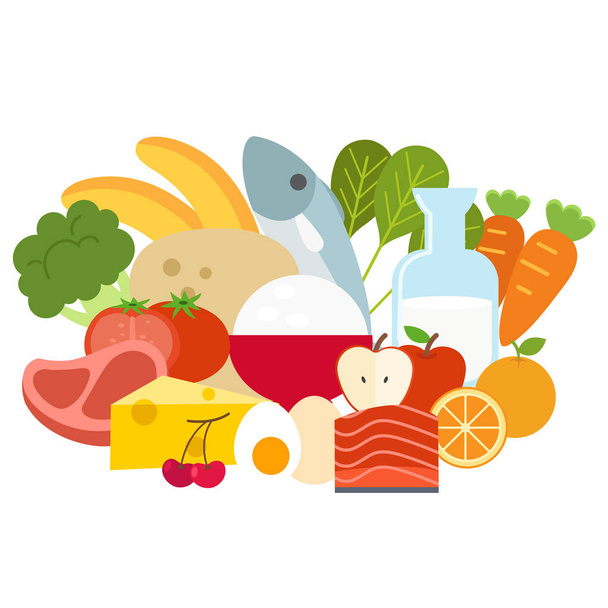 Egészséges élelmiszerek fogalmát, illusztráció - Vektor, kép