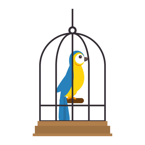 lindo pájaro en jaula mascota
 - Vector, Imagen